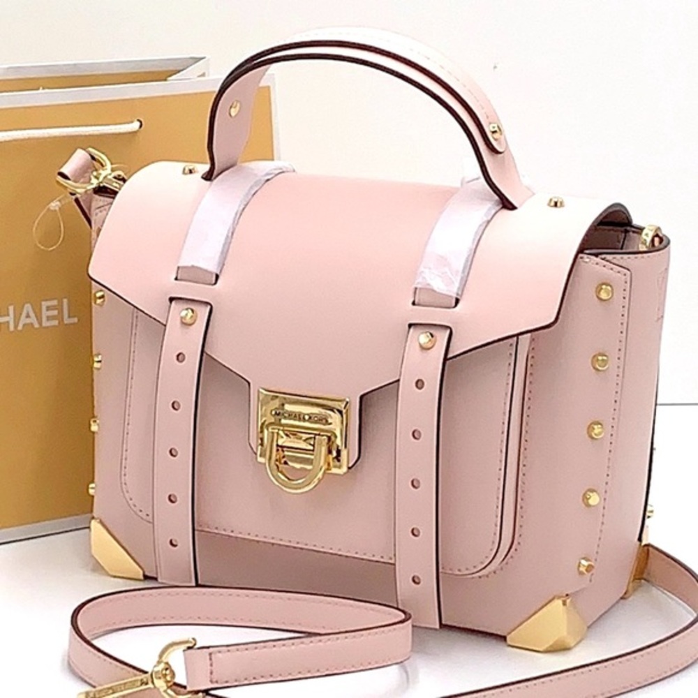 MICHAEL KORS MANHATTAN MED TOP HANDLE SATCHEL/SHOULDER/CROSSBOD BAG POWDER BLUSH